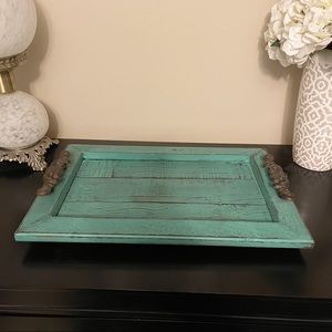 Handmade Wooden Turquoise Tray
